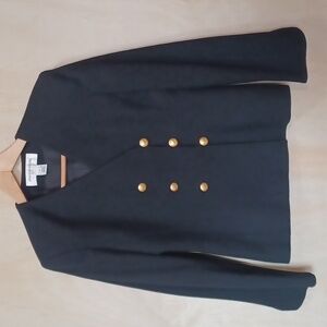 Jones New York Petite Pure Wool Black Blazer with Gold Buttons